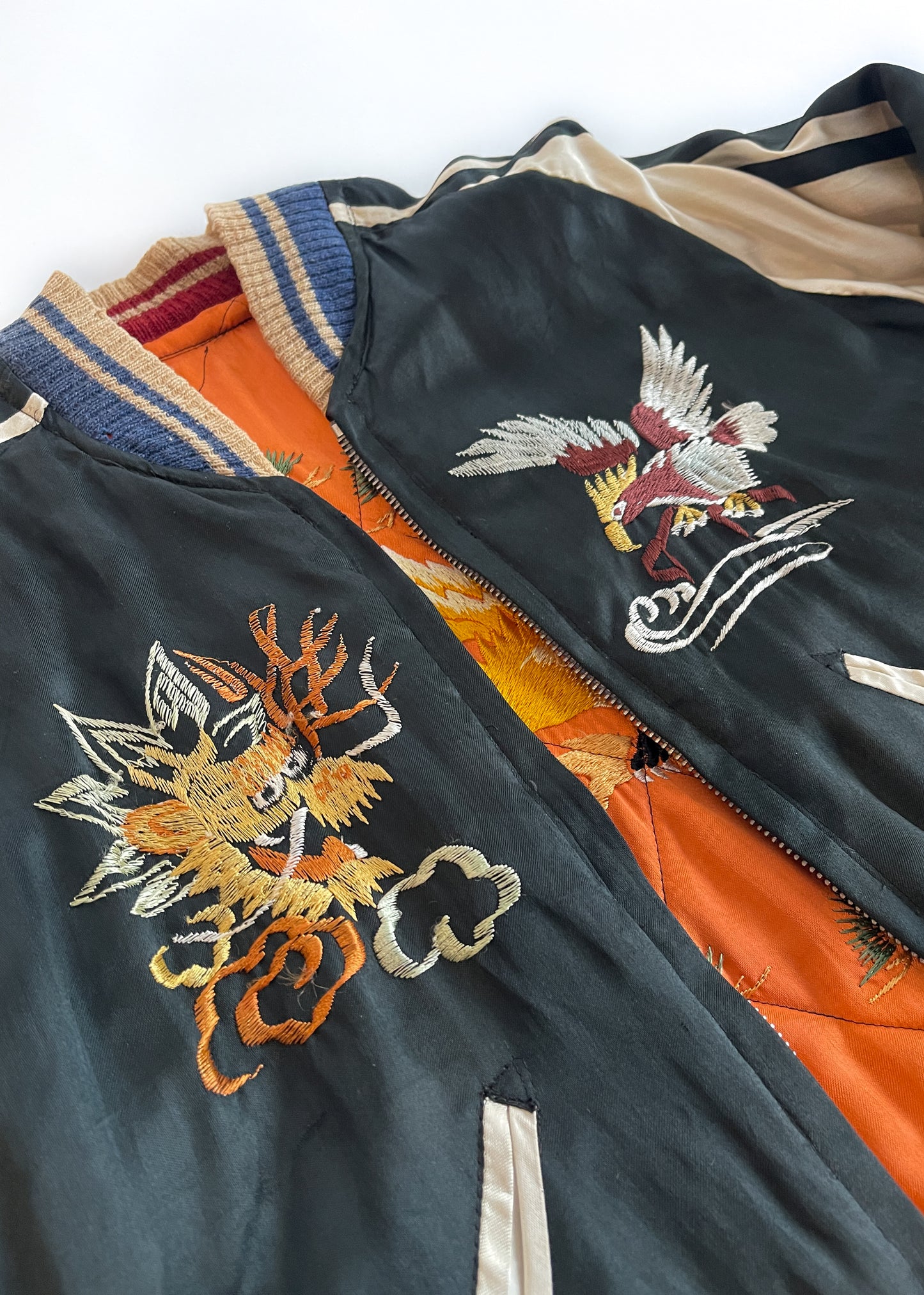 Vintage 1950s Sukajan Embroidered Satin Reversible Jacket