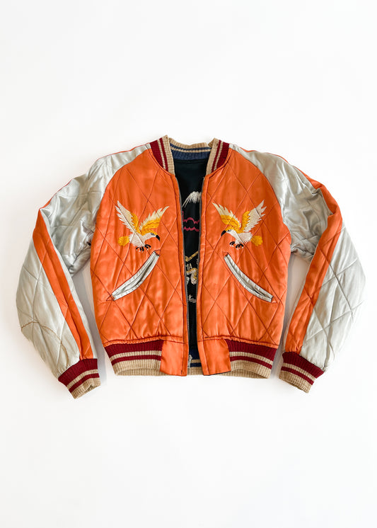 Vintage 1950s Sukajan Embroidered Satin Reversible Jacket