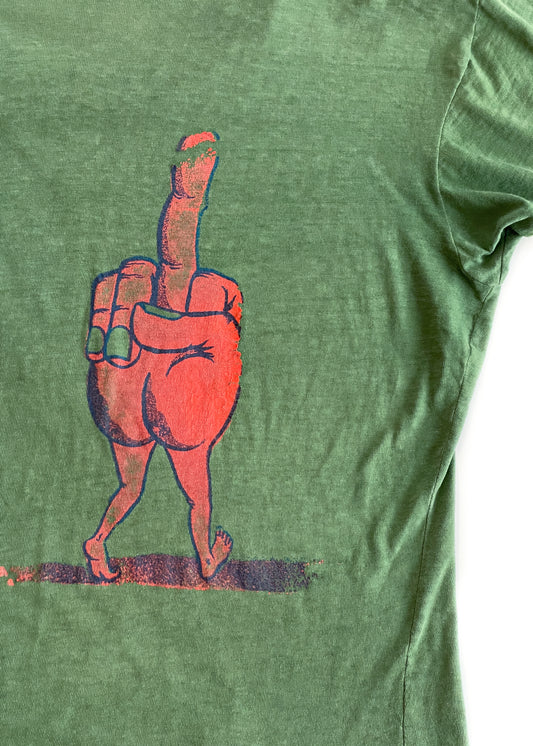 Vintage 1960s T-shirt with Walking Middle Finger