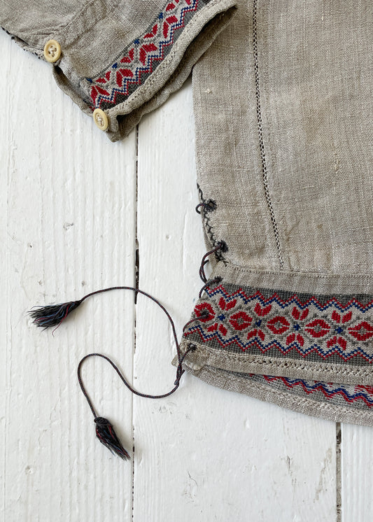 Antique 1910s Embroidered Sailor Top with Tassels