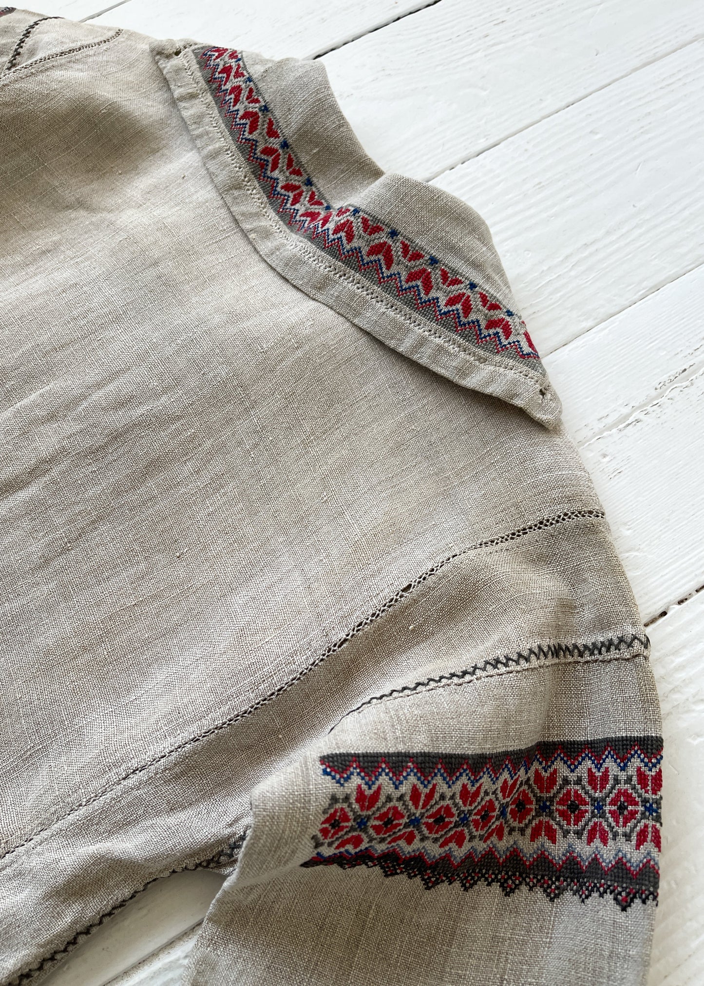 Antique 1910s Embroidered Sailor Top with Tassels