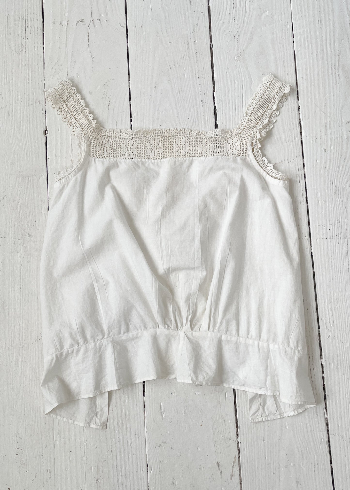 Antique White Cotton and Lace Tank Top