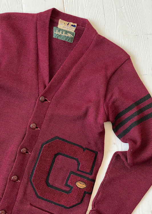 Vintage 1930s Letterman Cardigan Sweater