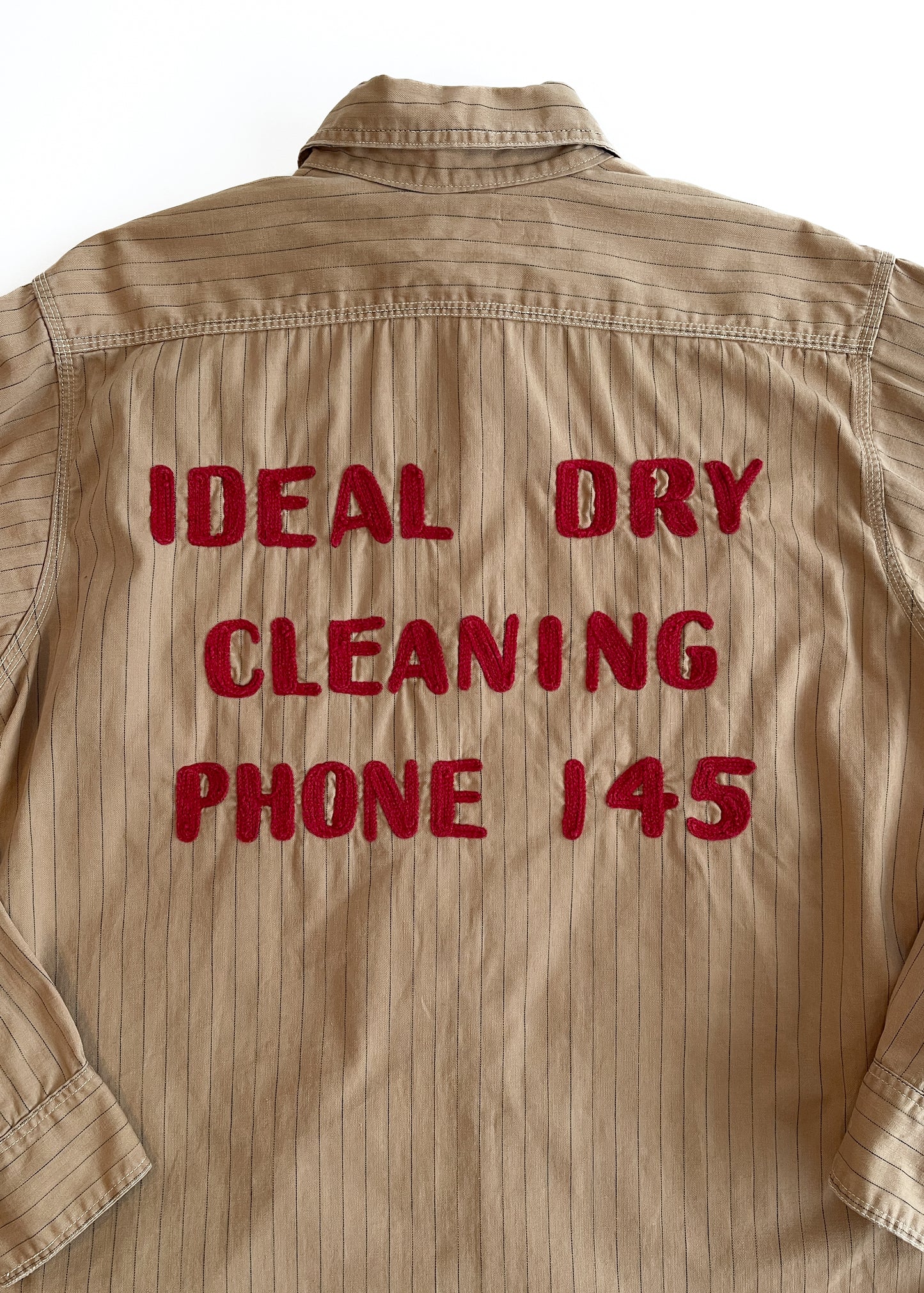 Vintage 1930s Workwear Shirt with Chain Stitch Embroidery