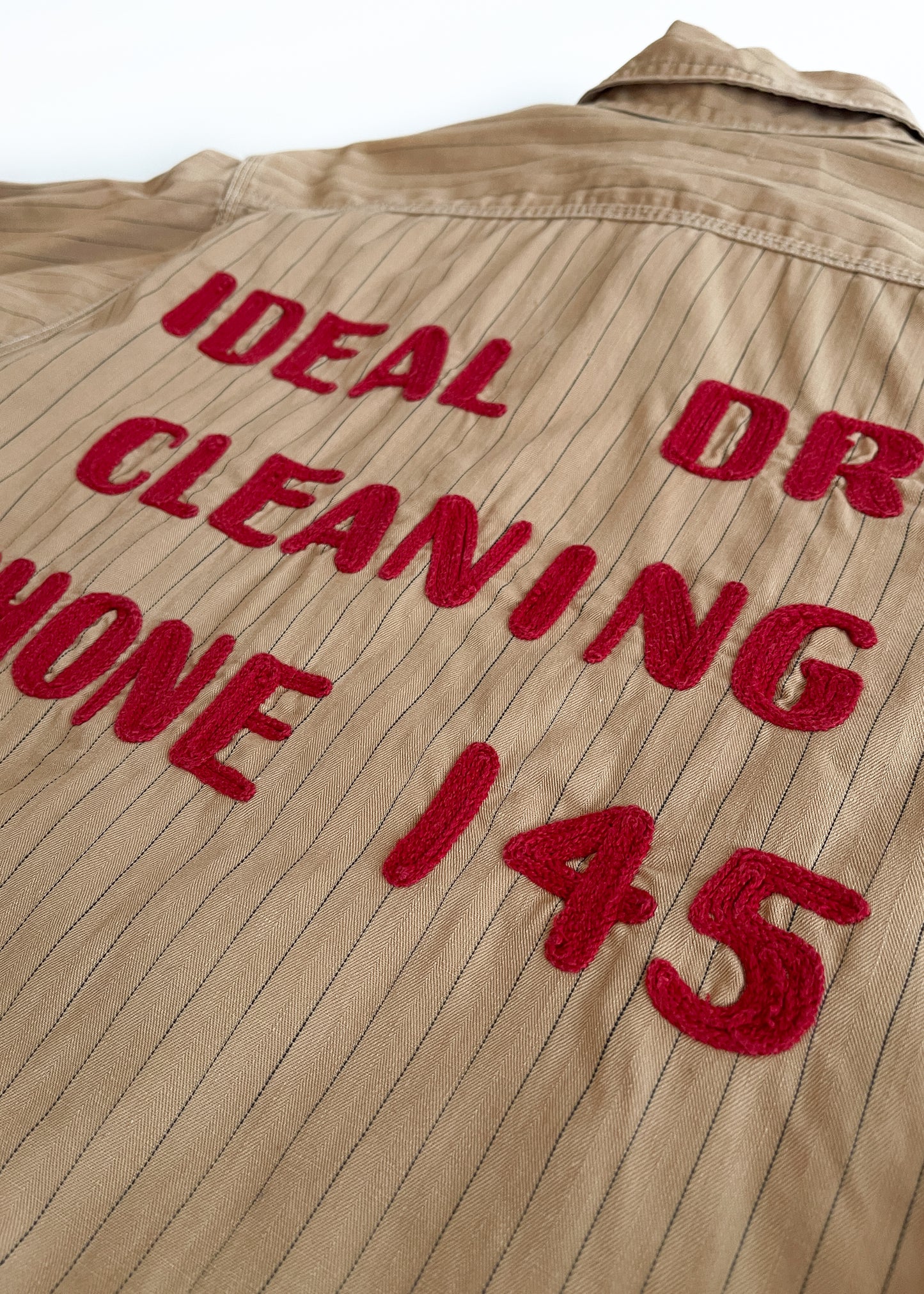 Vintage 1930s Workwear Shirt with Chain Stitch Embroidery