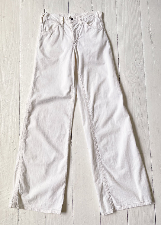 Vintage 1970s White Canvas Wide Leg Jeans