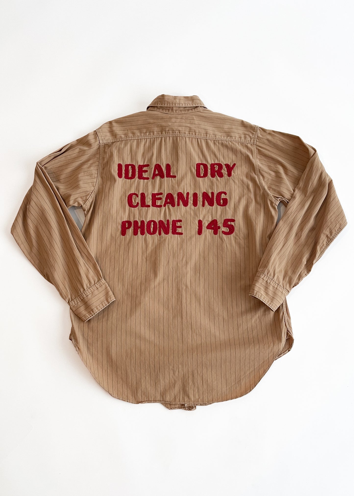 Vintage 1930s Workwear Shirt with Chain Stitch Embroidery
