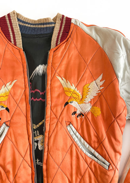 Vintage 1950s Sukajan Embroidered Satin Reversible Jacket