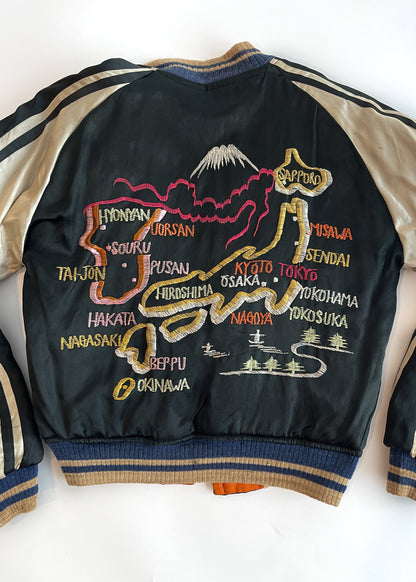 Vintage 1950s Sukajan Embroidered Satin Reversible Jacket