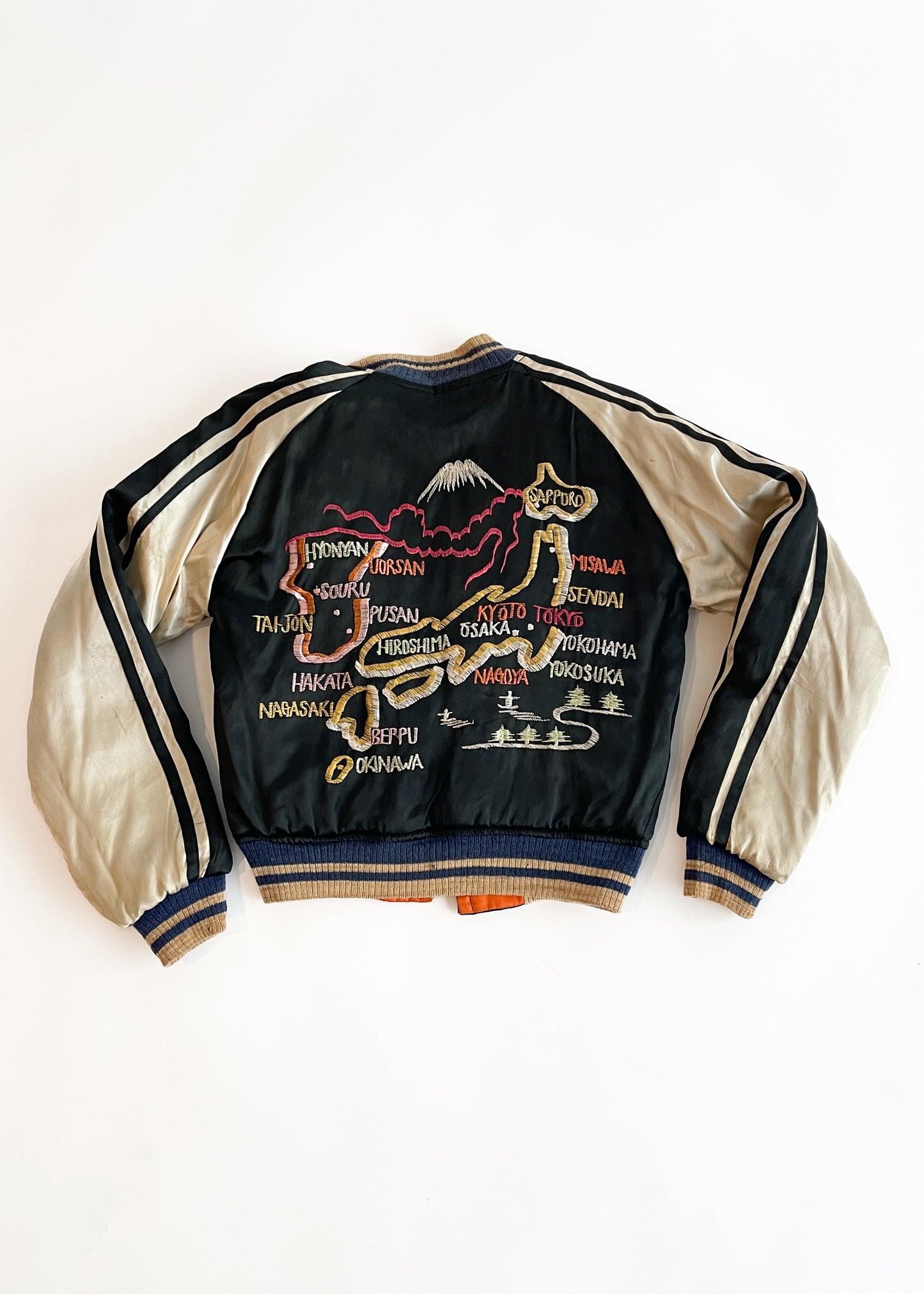 Vintage 1950s Sukajan Embroidered Satin Reversible Jacket
