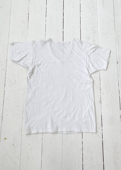 Vintage 1950s White V-Neck T-Shirt
