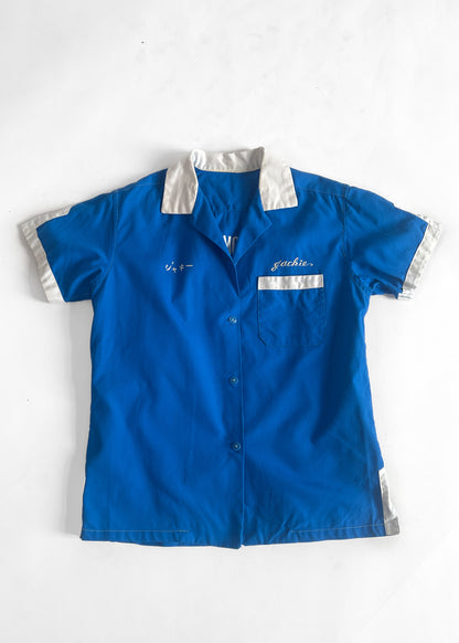 1960s Japanese Blue Bowling Shirt