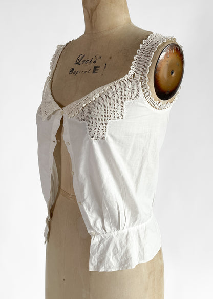 Antique White Cotton and Lace Tank Top XS