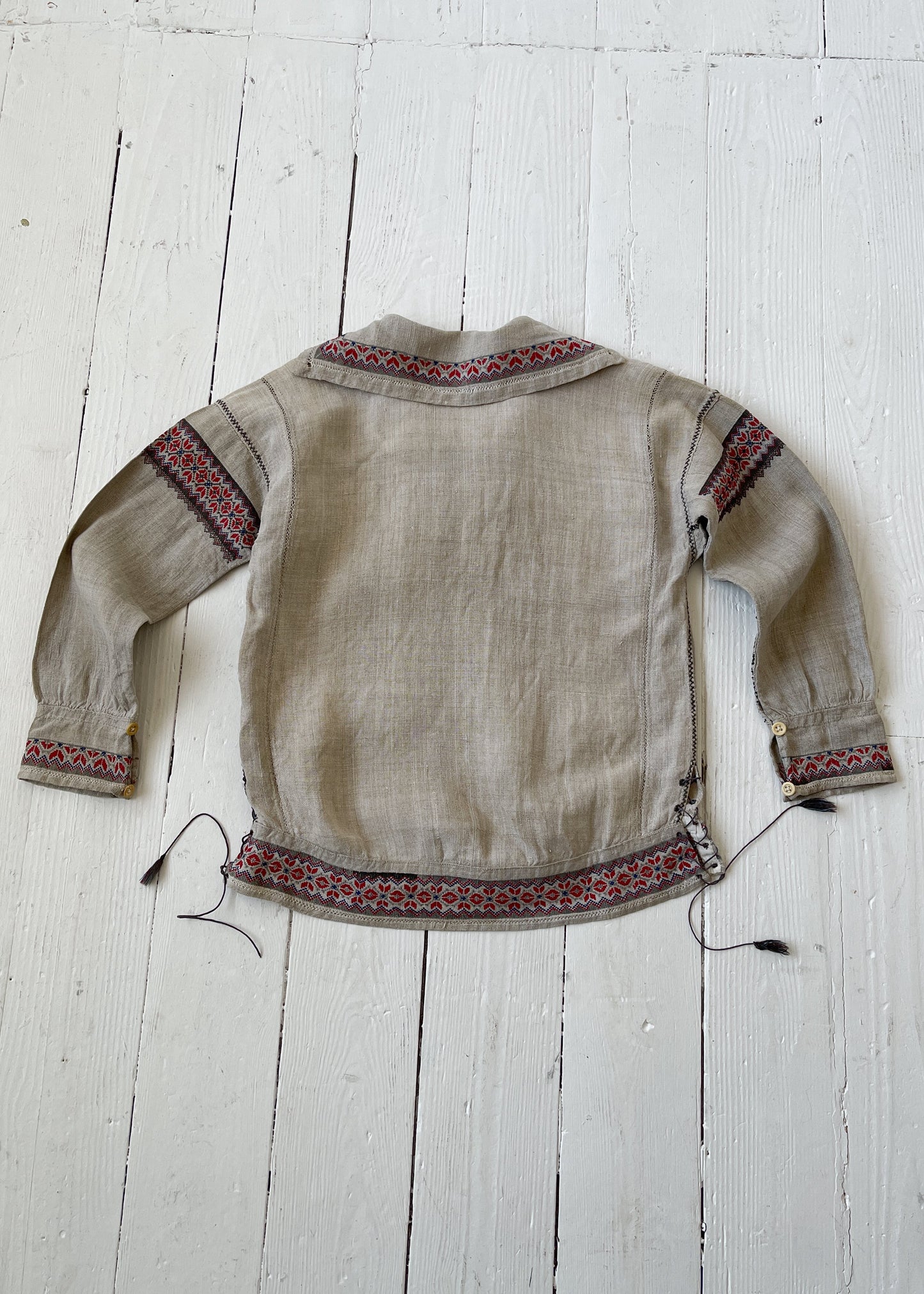 Antique 1910s Embroidered Sailor Top with Tassels