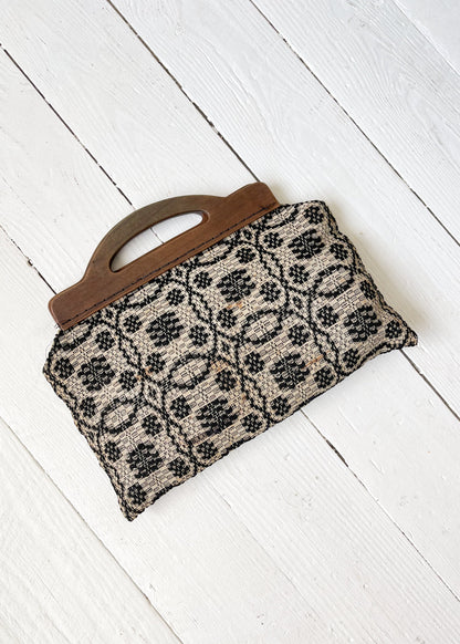 Vintage 1940s Woven Coverlet Bag Purse