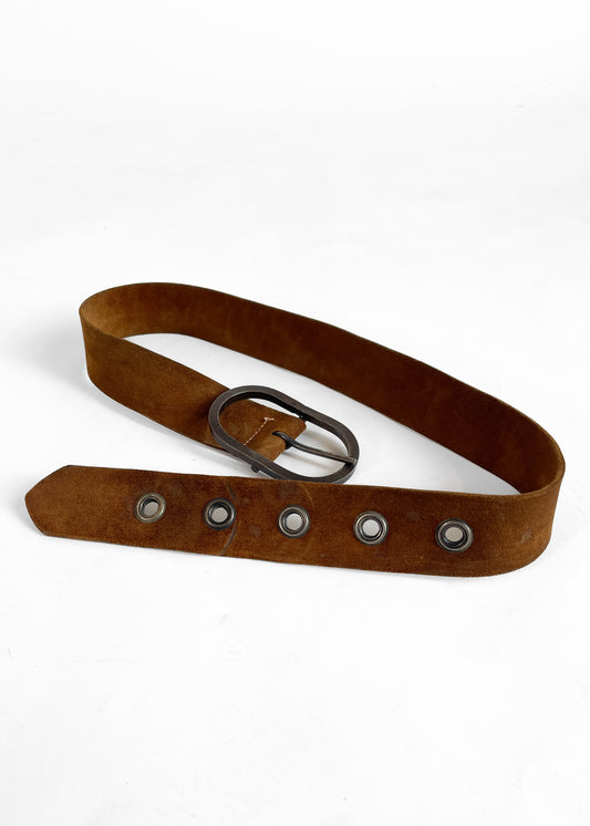 Vintage 1970s Suede Belt with Steel Buckle