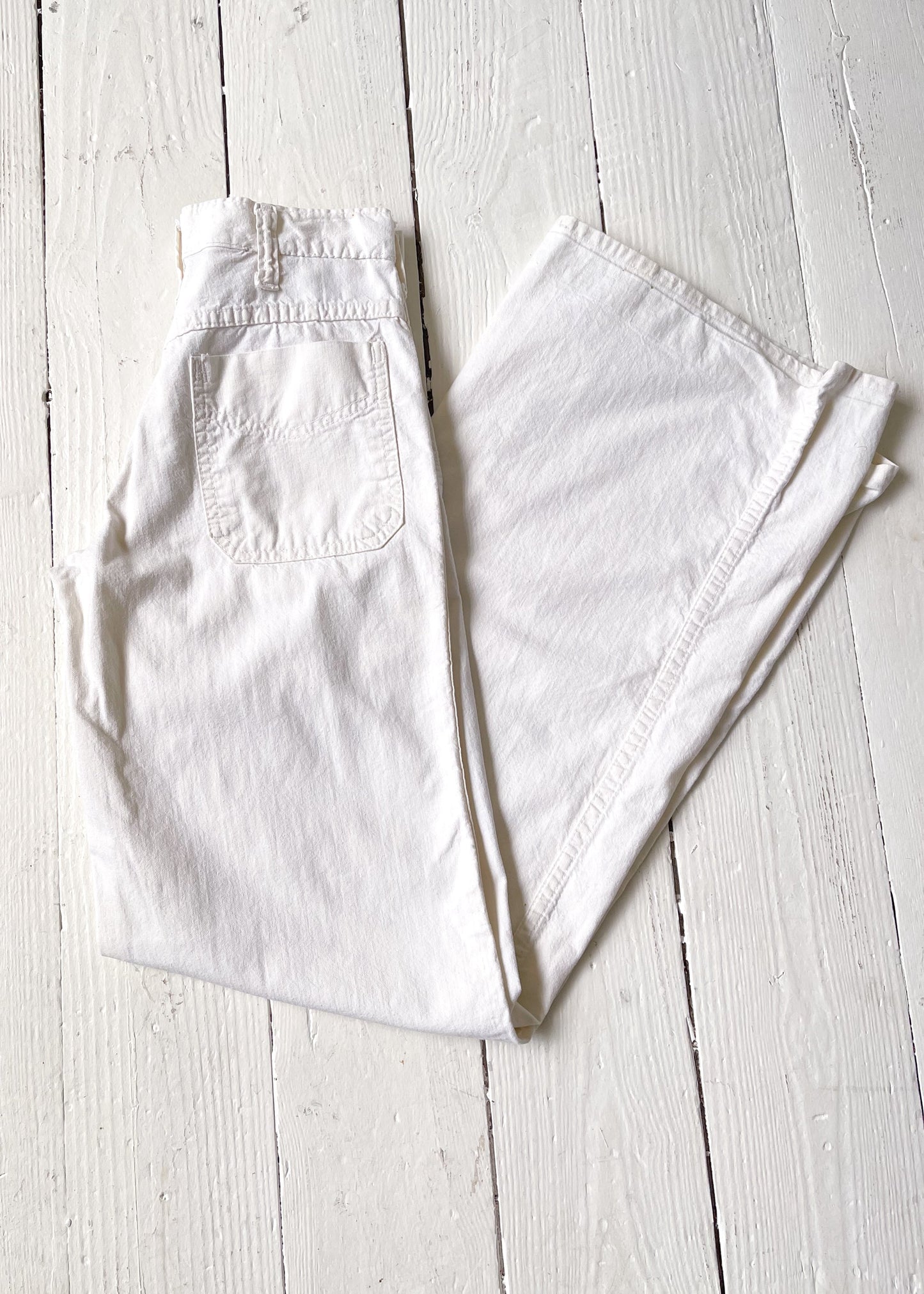 Vintage 1970s White Canvas Wide Leg Jeans
