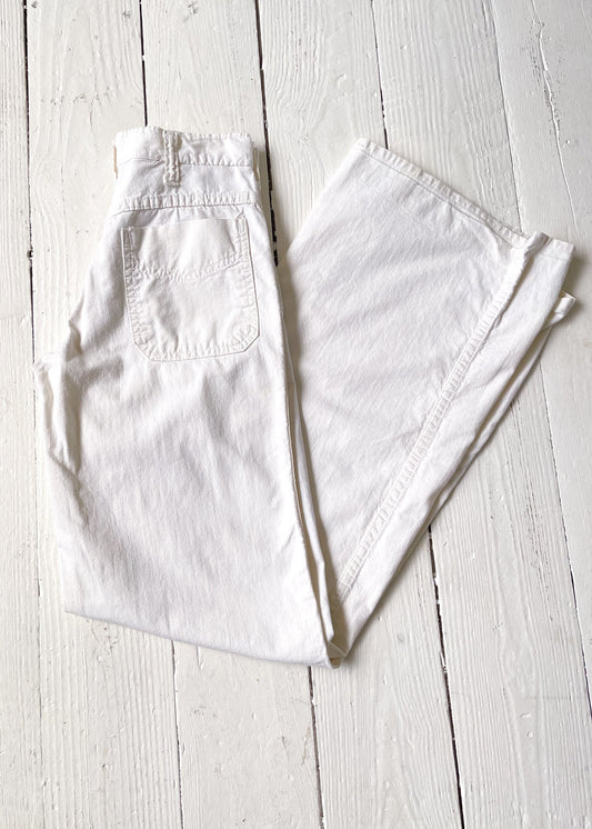 Vintage 1970s White Canvas Wide Leg Jeans