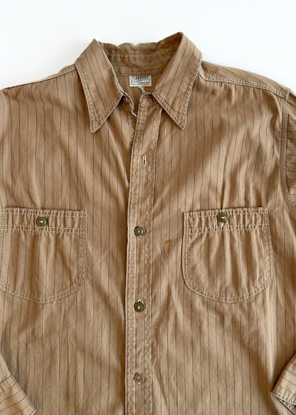 Vintage 1930s Workwear Shirt with Chain Stitch Embroidery
