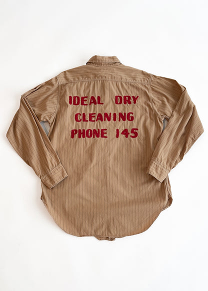 Vintage 1930s Workwear Shirt with Chain Stitch Embroidery