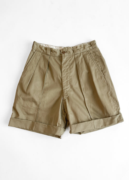 Vintage 1950s Khaki Military Shorts